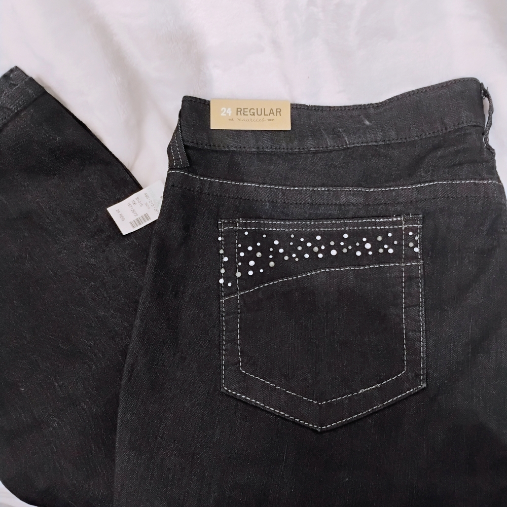 Maurices Black Embellished Jeggings Sz 24 Regular NWT Studded Rhinestone Denim M